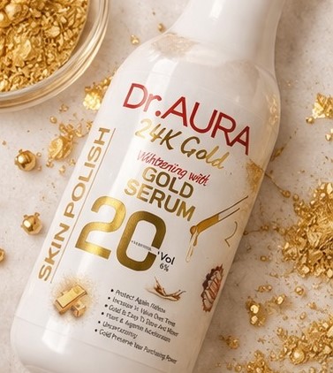 Luxury 24k gold skin polish with gold serum for anti-aging glow.
