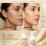 Before and after using 24K gold skin polish for glowing and radiant skin
