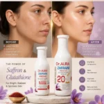 Before and after using zafrani skin polish for glowing skin transformation