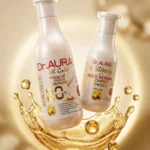 Rich 24K gold skin polish texture with fine gold particles for glow