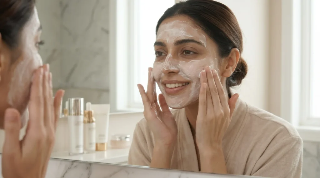 Correct amount of skin polish for safe exfoliation and glowing skin