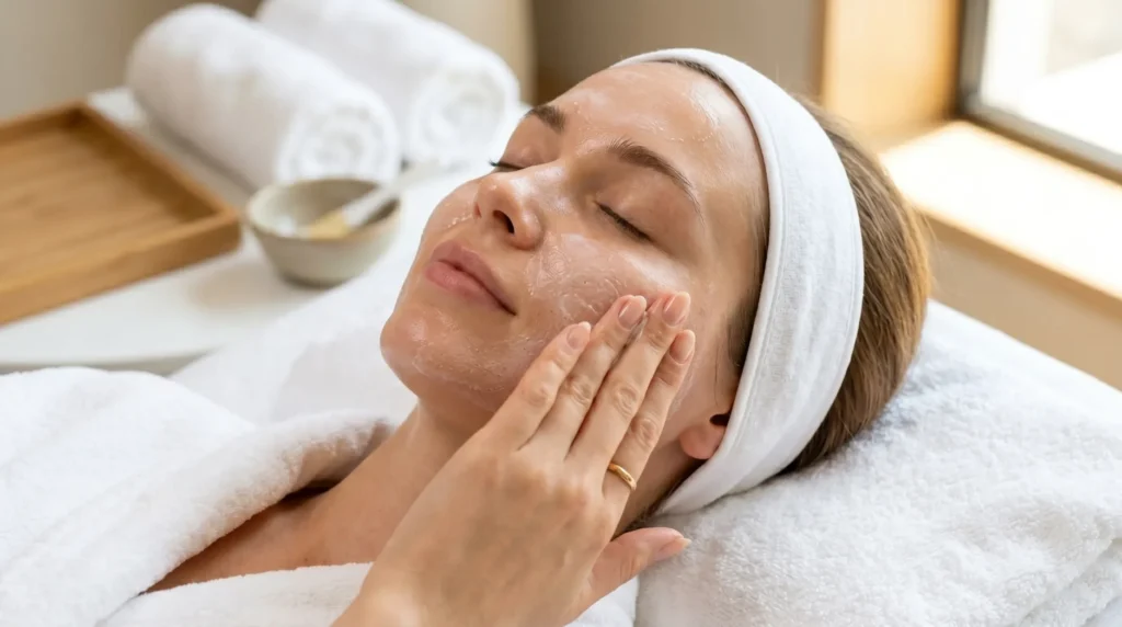 the best skin polish for glowing skin in Pakistan to brighten and exfoliate her complexion.