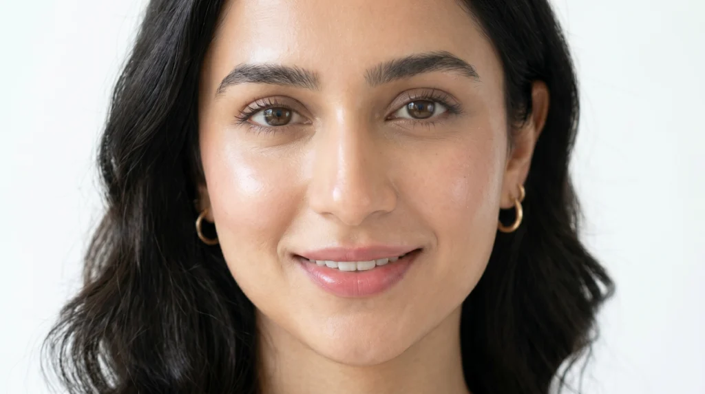 Glass skin appearance showing clear, radiant, hydrated, and healthy-looking skin with a natural glow
