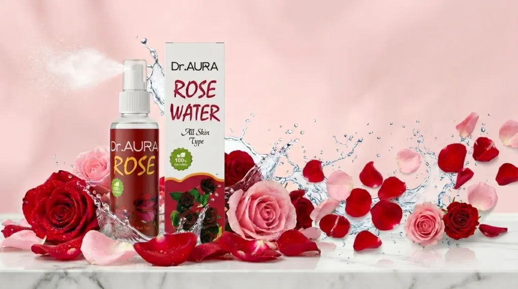 Dr. AURA Pure Rose Water for daily skincare and facial hydration